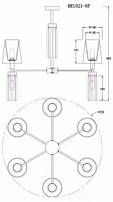 Люстра на штанге MyFar Fernando MR1921-12P