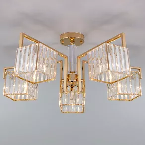 Люстра на штанге Eurosvet April 10117/5 золото/прозрачный хрусталь Strotskis