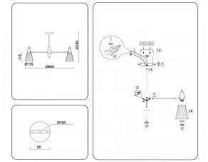 Люстра на штанге Ambrella Light LH LH58114