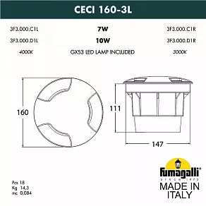 Встраиваемый в дорогу светильник Fumagalli Ceci 3F3.000.000.LXD1L