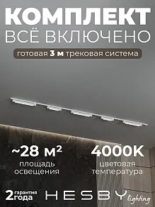 Комплект трековый Hesby Lighting №1 однофазная накладная Skylite HSBL_kompl_S001_NI3W4K