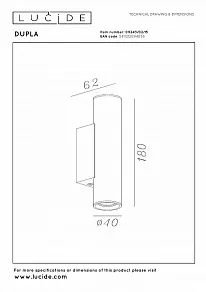 Накладной светильник Lucide Dupla 9243/02/15