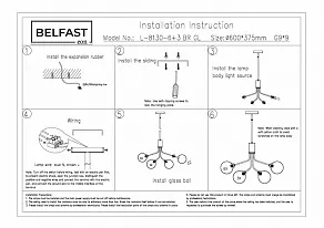 Люстра на штанге Belfast Bryson L-8130-6+3 BR GL