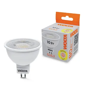 Лампа светодиодная Wolta  GU5.3 10Вт 3000K WSTD-MR16-220V10W3KGU5.3-L