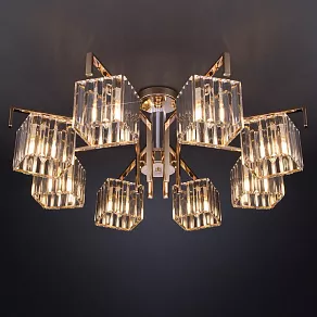 Люстра на штанге Eurosvet April 10126/8 золото/прозрачный хрусталь Strotskis Smart