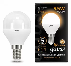 Лампа светодиодная Gauss 1051 E14 9.5Вт 3000K 105101110