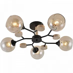 Люстра на штанге Reluce 01501 01501-0.3-05 BK+WOOD
