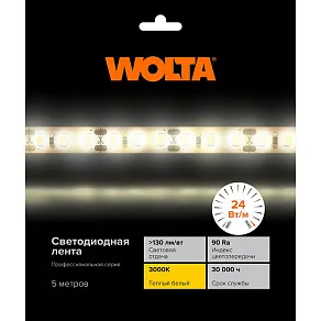 Лента светодиодная Wolta  WLS2835-24W/3000/12H240-01