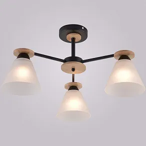 Люстра на штанге Reluce 01625-1 01625-0.3-03 BK+WOOD