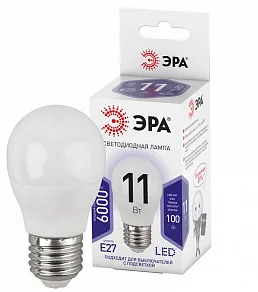 Лампа светодиодная Эра Стандарт E27 11Вт 6000K LED P45-11W-860-E27
