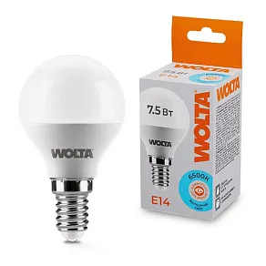 Лампа светодиодная Wolta  E14 7.5Вт 6500K 25W45GL7.5E14