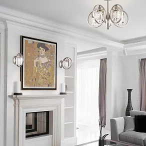 Люстра на штанге Eurosvet Loraine 10095/5 сатин-никель/прозрачный хрусталь Strotskis