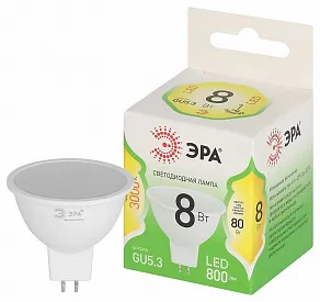 Лампа светодиодная Эра Green Line GU5.3 8Вт 3000K LED MR16-8W-830-GU5.3 GL