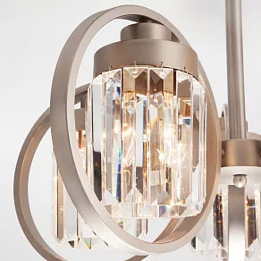 Люстра на штанге Eurosvet Loraine 10128/5 сатин-никель/прозрачный хрусталь Strotskis Smart (10095/5)