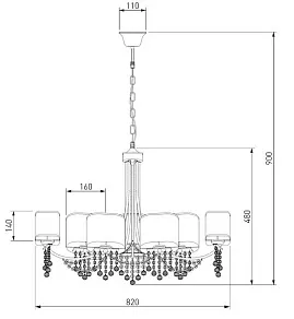Подвесная люстра Eurosvet Cornella 10084/8 хром/прозрачный хрусталь Strotskis