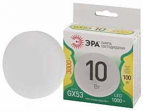 Лампа светодиодная Эра Green Line GX53 10Вт 3000K LED GX-10W-830-GX53 GL