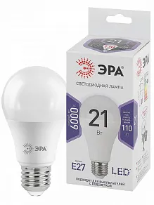 Лампа светодиодная Эра Стандарт E27 21Вт 6000K LED A65-21W-860-E27