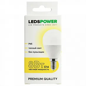 Лампа светодиодная LEDS POWER P45 E14 8Вт 3000K 006734