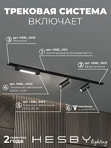 Комплект трековый Hesby Lighting Skylite №5 HSBL_kompl_S005_VI1B3K