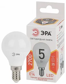 Лампа светодиодная Эра Стандарт E14 5Вт 2700K LED P45-5W-827-E14