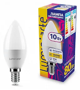Лампа светодиодная Luminarte  E14 10Вт 3000K LSTD-C37-10W3KE14