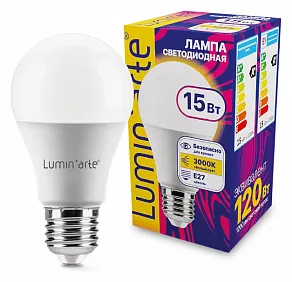 Лампа светодиодная Luminarte  E27 15Вт 3000K LSTD-A60-15W3KE27