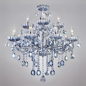 Подвесная люстра Eurosvet Darfina 3015/12 хром/лазурный хрусталь Strotskis