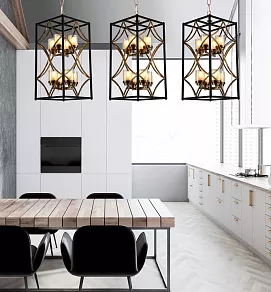 Подвесная люстра LUMINA DECO Quadrato LDP 1223-8 BK+MD