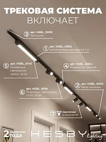 Комплект трековый Hesby Lighting Skylite №5 HSBL_kompl_S005_NI4B3K