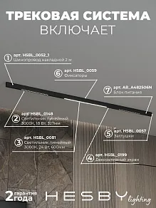 Комплект трековый Hesby Lighting ElDeko HSBL_kompl_E008_NI2B3K