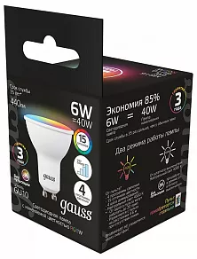 Лампа светодиодная Gauss 406 GU10 6Вт 3000-6500K 101106406