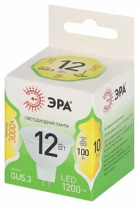 Лампа светодиодная Эра Green Line GU5.3 12Вт 3000K LED MR16-12W-830-GU5.3 GL