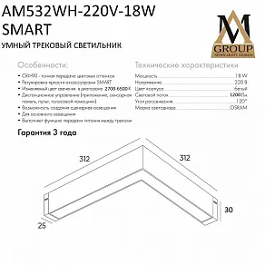 Накладной светильник AM-Group SMART OPAL AM532 WH-220V-18W SMART