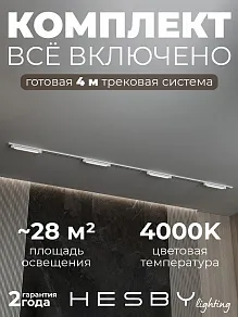 Комплект трековый Hesby Lighting №1 однофазная накладная Skylite HSBL_kompl_S001_NI4W4K