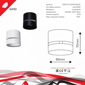 Накладной светильник Reluce 53017 53017-9.5-001MN GX53 WT