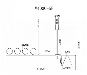 Люстра на штанге Moderli Holly V4000-5P