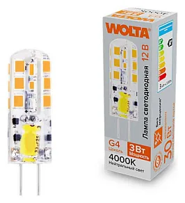Лампа светодиодная Wolta  G4 3Вт 4000K WSTD-JC-12V3W4KG4-S