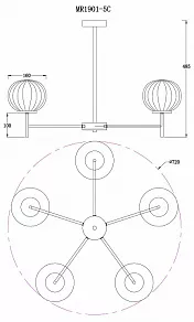 Люстра на штанге MyFar Eliza MR1901-5C