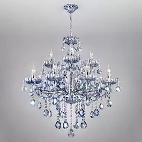 Подвесная люстра Eurosvet Darfina 3015/12 хром/лазурный хрусталь Strotskis
