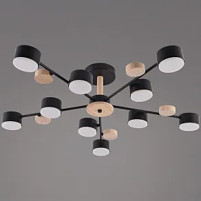 Люстра на штанге Reluce 03758 03758-0.3-10 BK+WOOD GX53