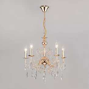Подвесная люстра Eurosvet Wispa 10094/5 золото/прозрачный хрусталь Strotskis