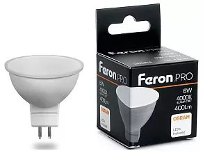 Лампа светодиодная Feron LB-1606 GU5.3 6Вт 4000K 38084
