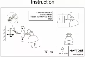 Бра Maytoni Daniel MOD407-WL-01-B