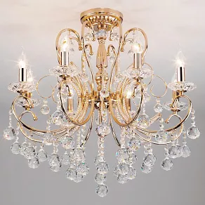 Подвесная люстра Eurosvet Collana 10096/8 золото/прозрачный хрусталь Strotskis