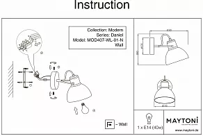 Бра Maytoni Daniel MOD407-WL-01-N