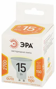 Лампа светодиодная Эра Стандарт GU10 15Вт 2700K LED MR16-15W-827-GU10