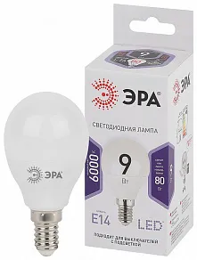 Лампа светодиодная Эра Стандарт E14 9Вт 6000K LED P45-9W-860-E14