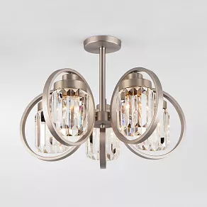 Люстра на штанге Eurosvet Loraine 10095/5 сатин-никель/прозрачный хрусталь Strotskis