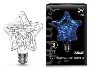 Лампа светодиодная Gauss Led Filament ST65 E27 2Вт K 160802008