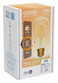 Лампа светодиодная с управлением через Wi-Fi Gauss Smart Home E27 7Вт 2500K 1290112